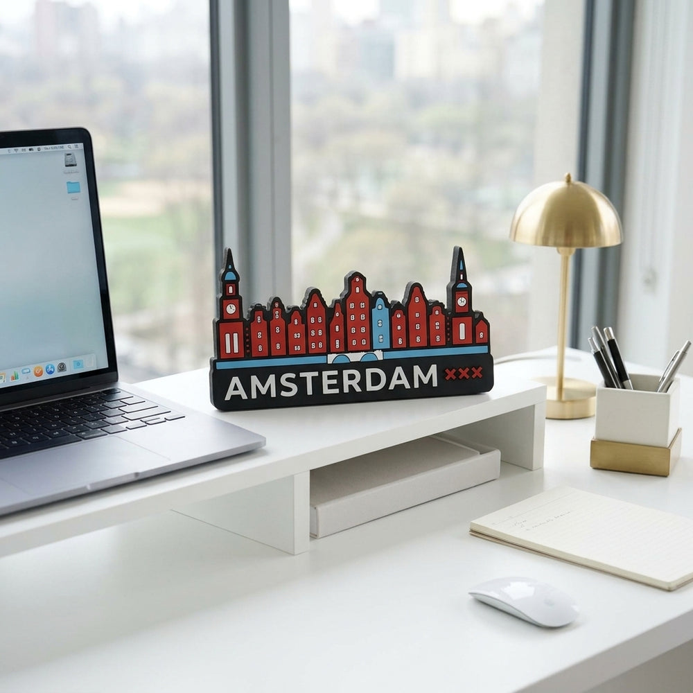 Skyline Amsterdam – kleurrijk stadssilhouet