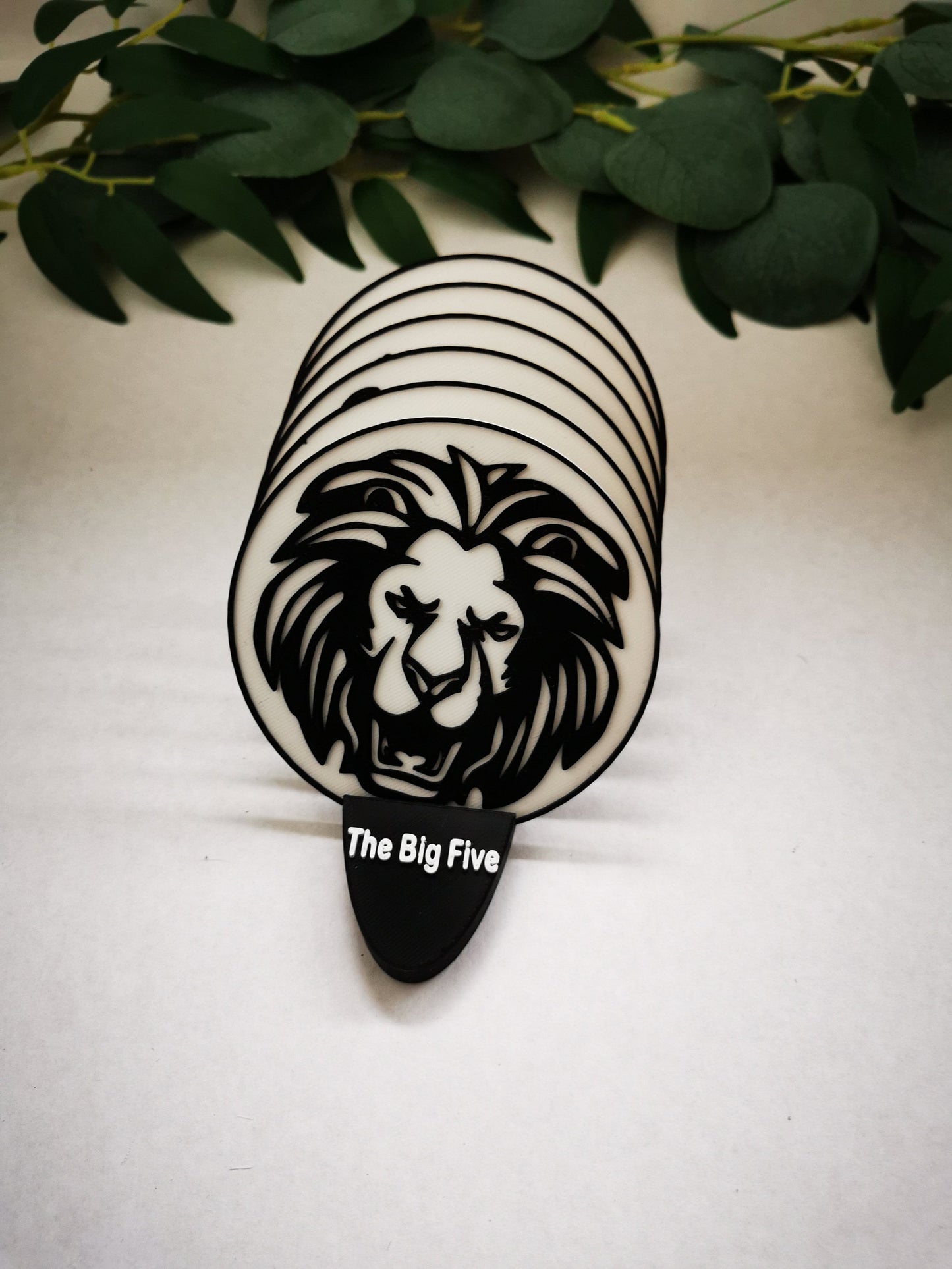 Coaster set (6): lion, leopard, rhinoceros, elephant, buffalo and the map of South Africa | coasters, handmade | The big five