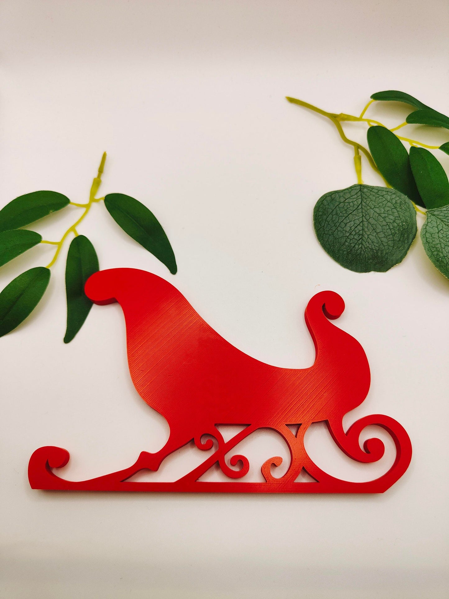 Santa Sleigh & Reindeer Christmas Decoration, 3DPrinted Deer Xmas Home Decor, Wall, Door, Window, Fireplace Ornament