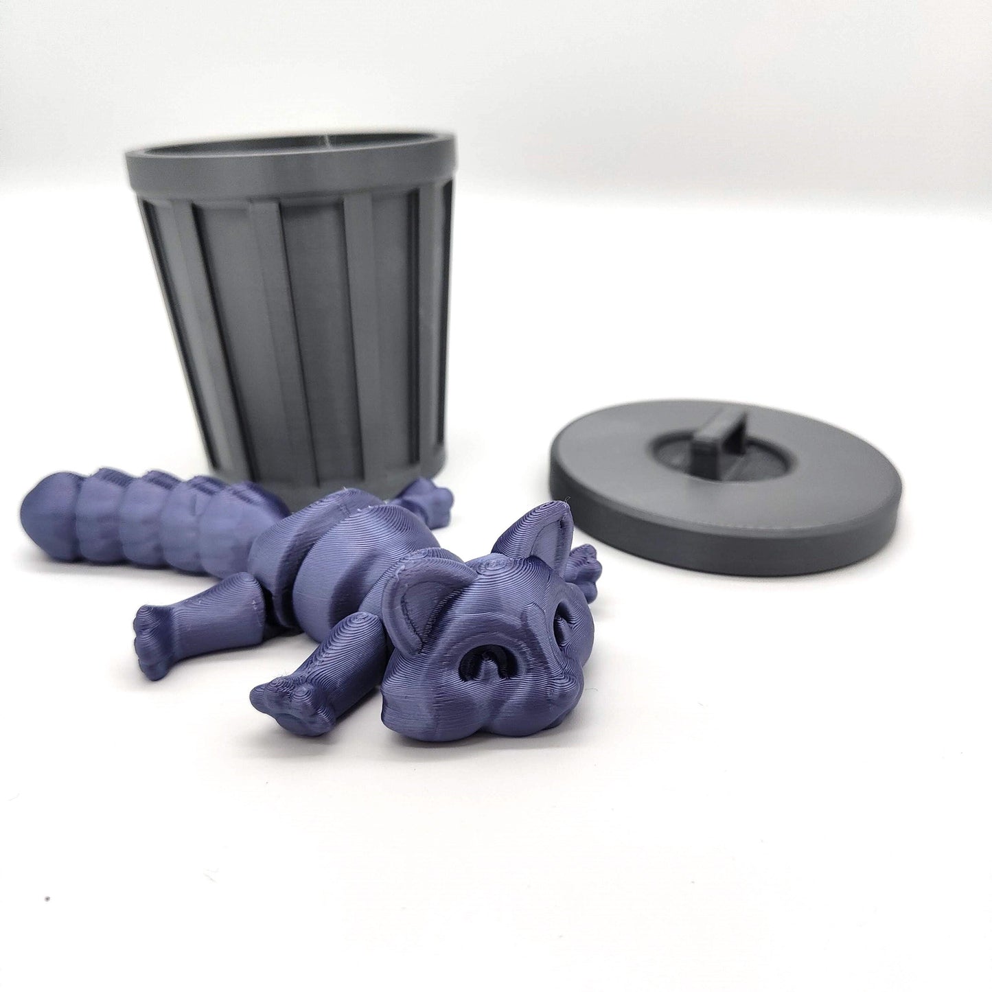 Adorable Articulated Raccoon with Trash Can, Fidget Toy, 3D Animal Figure, Perfect Raccoon Lover Gift, Cute Animal Decor