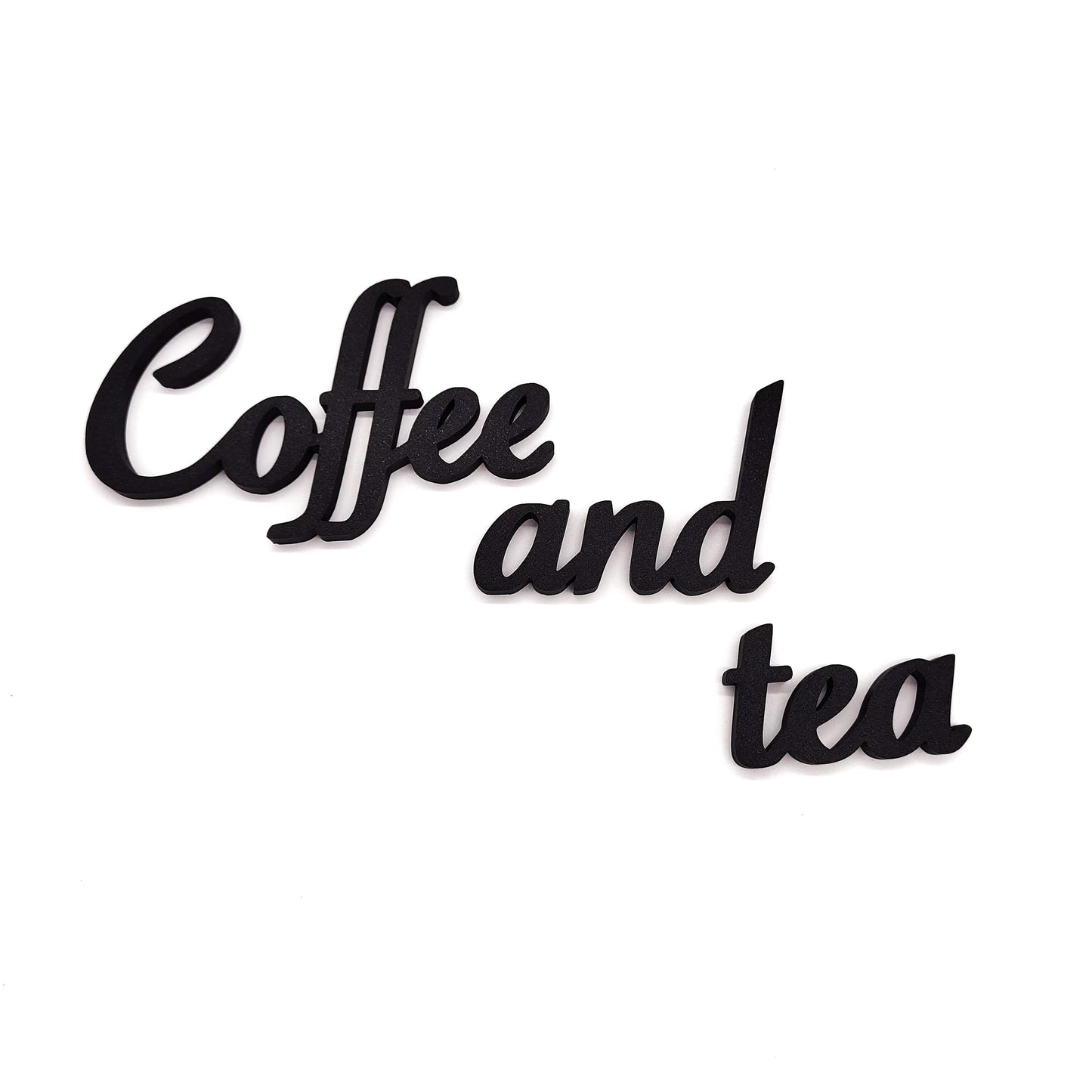 Chic Coffee and Tea Wall Sign - Stylish Black Script Sign for Kitchen, Café, or Coffee Bar Decor - Modern Home and Office Wall Art Accent