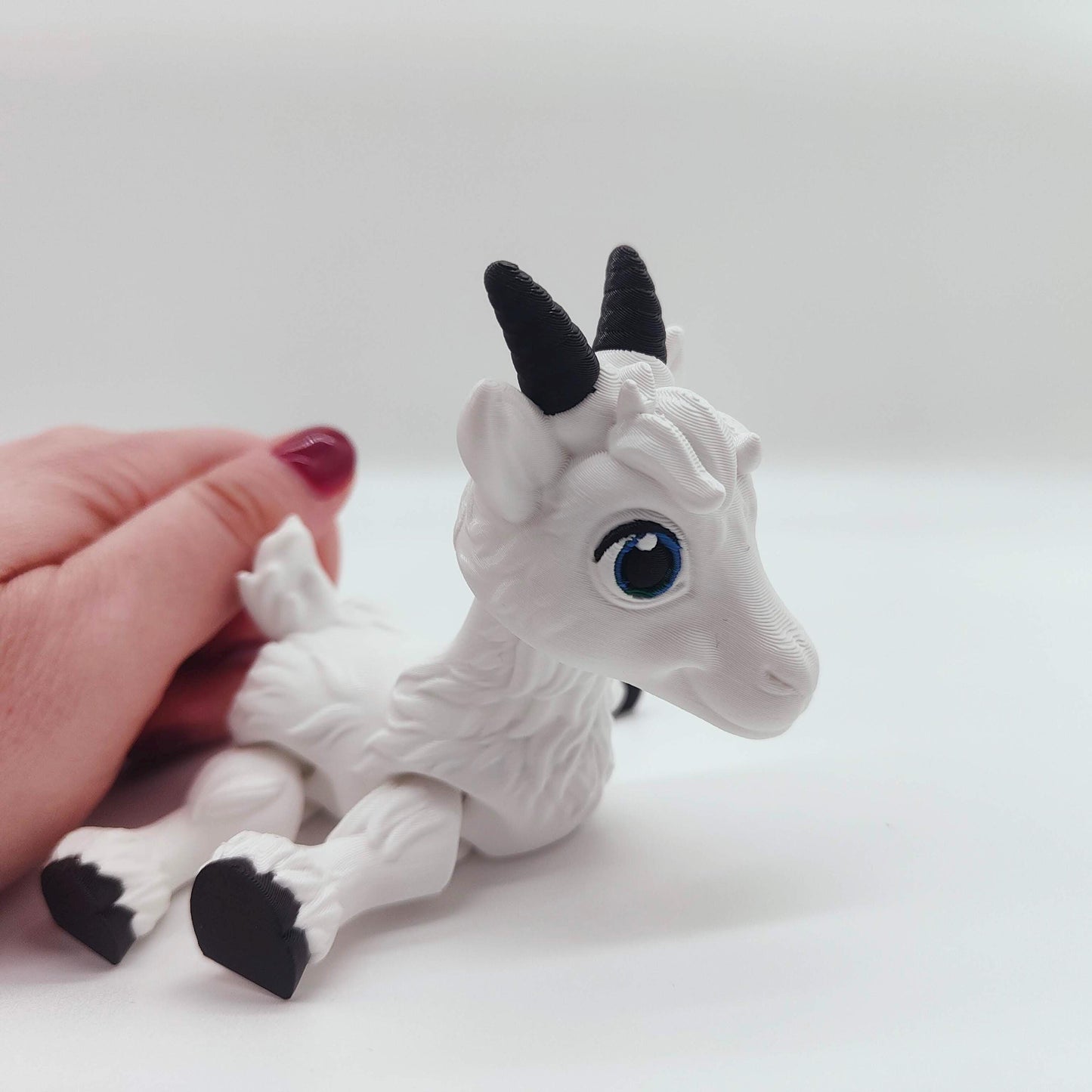 White Baby Goat Figurine with Movable Legs and Head - Cute Collectible Toy - Perfect for Animal Lovers and Kids