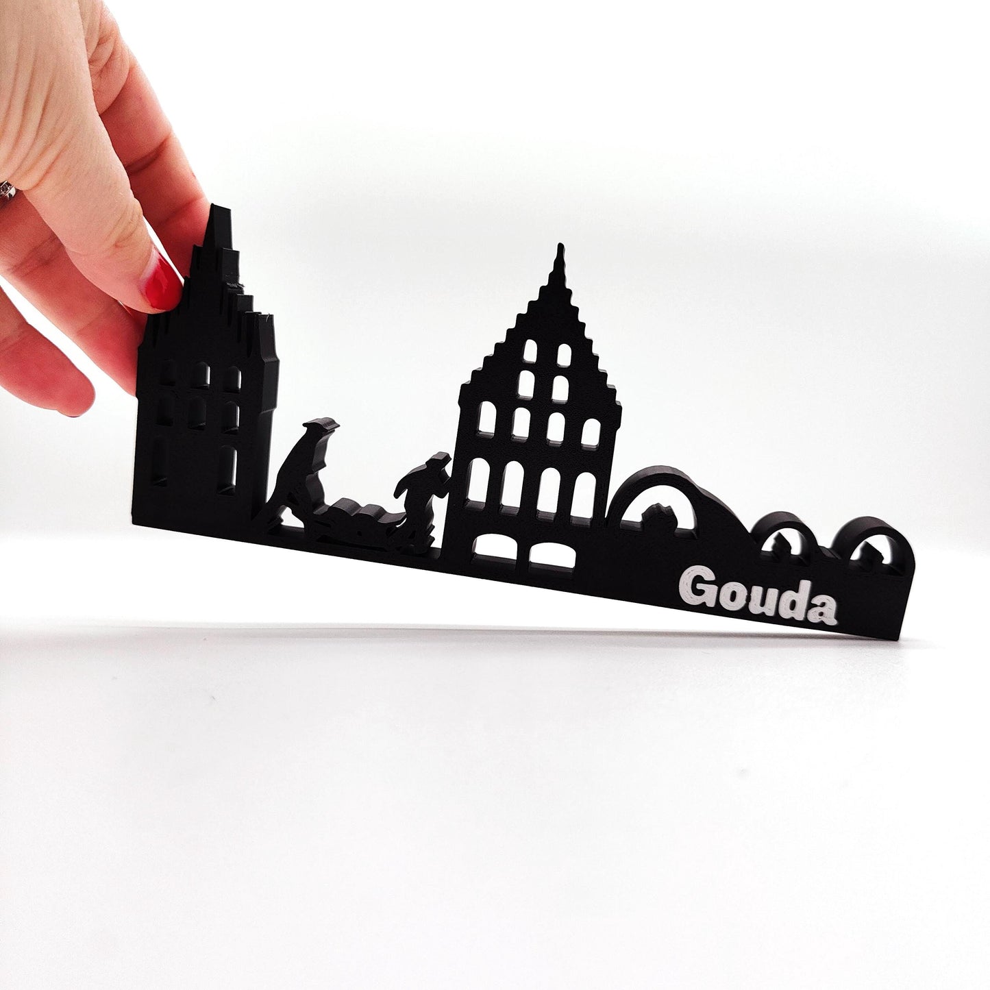 Charming Gouda Skyline Art – Unique Collectible for Home and Bookshelf Decor | Perfect Netherlands Souvenir