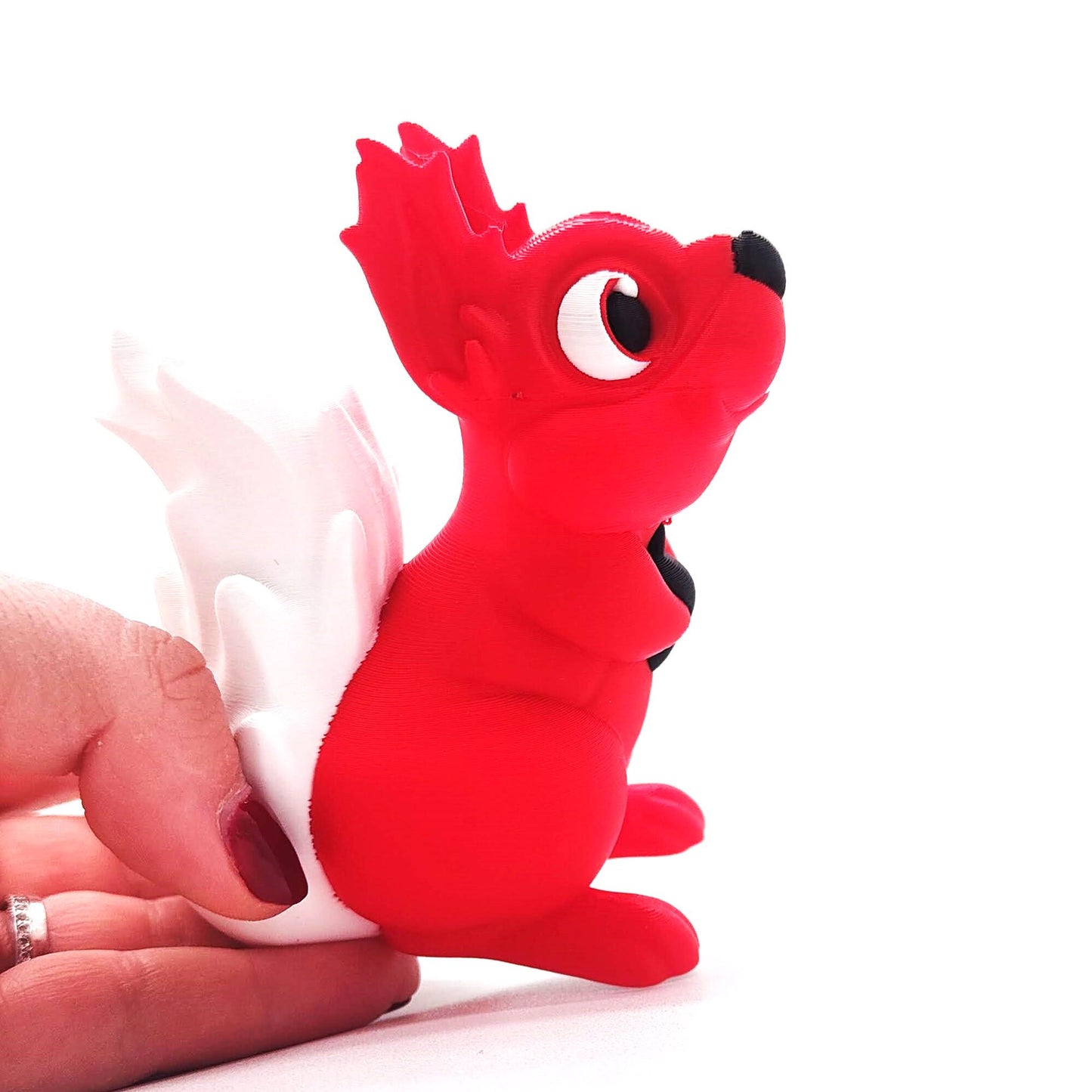 Adorable Red Squirrel Figurine with Striking White Tail - Perfect for Animal Lovers, Home Decor, and Collectible Displays