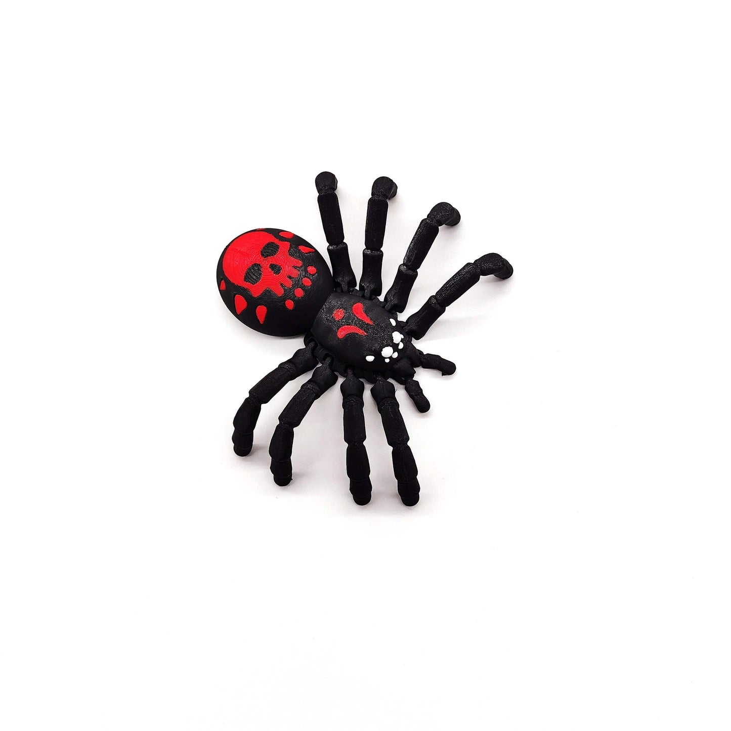 Black Widow Spider – Perfect for Display, Play, or Desktop Decoration, Halloween Decor, Flexible Spider, Scary Spider Red and White Accents