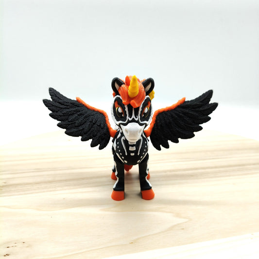 Spooky Unicorn, Colorful Skeleton Pegasus Unicorn – Halloween Decor, Fantasy Figurine Gift, Perfect Gift for Mythical Creature Lovers