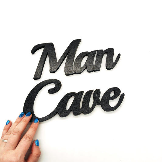 Man Cave Wall Sign - Custom Black Wall Decor for Men’s Room, Garage, Bar, or Office - Stylish Gift for Him, Personalized Home Decorations