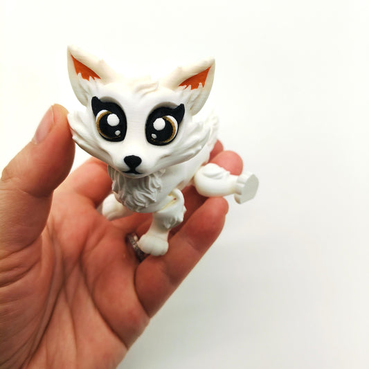 Articulated Arctic Fox – Poseable Flexible Animal Figure – Cute Fidget Companion, Perfect Gift for Animal Lovers, Fantasy Creature