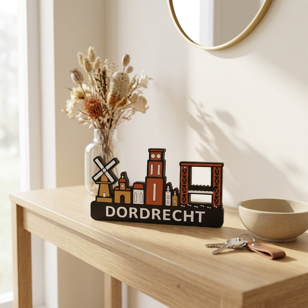 Skyline Dordrecht – kleurrijk stadssilhouet