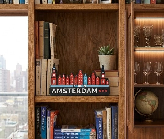 Skyline Amsterdam – kleurrijk stadssilhouet