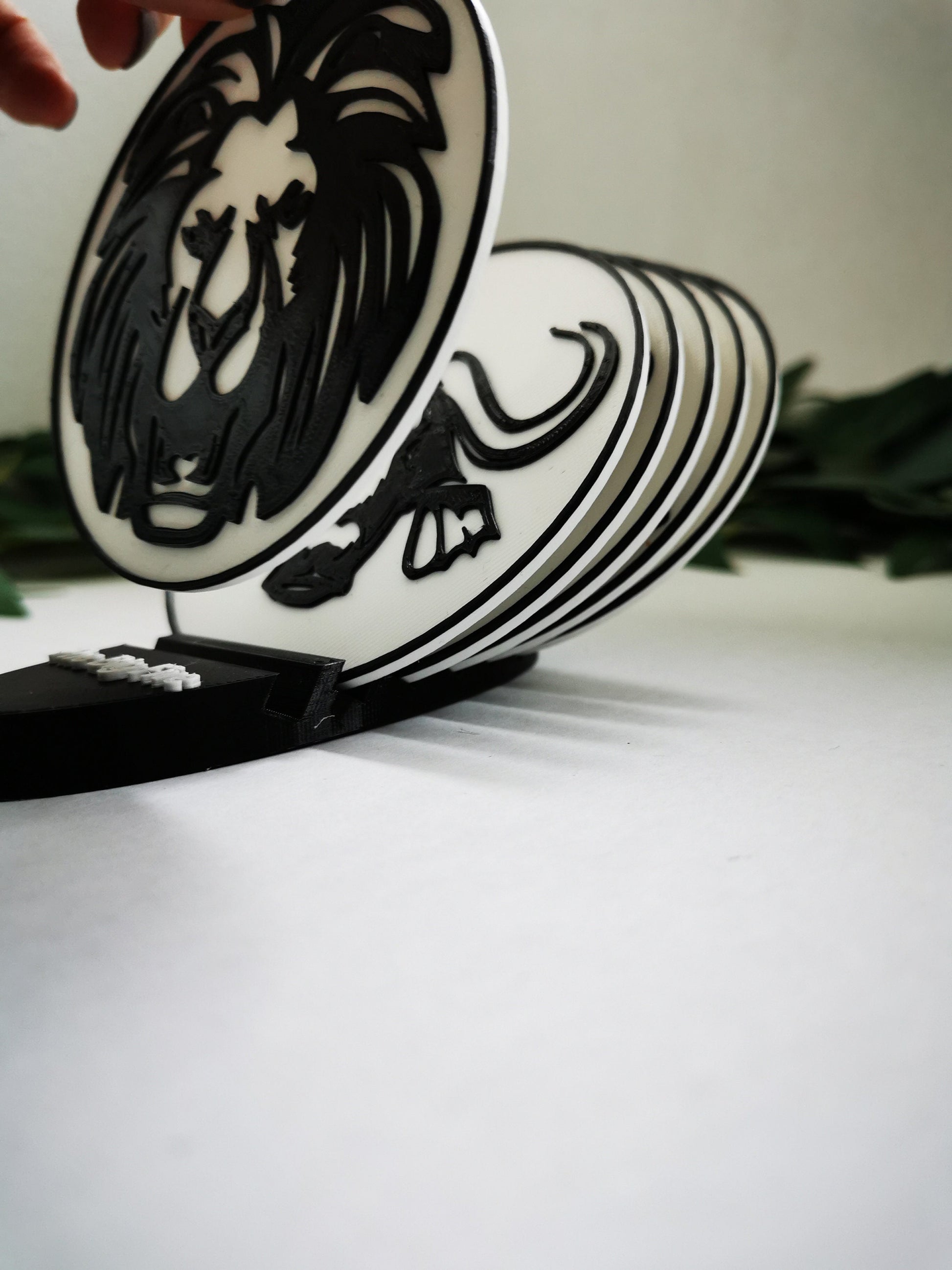 Coaster set (6): lion, leopard, rhinoceros, elephant, buffalo and the map of South Africa | coasters, handmade | The big five