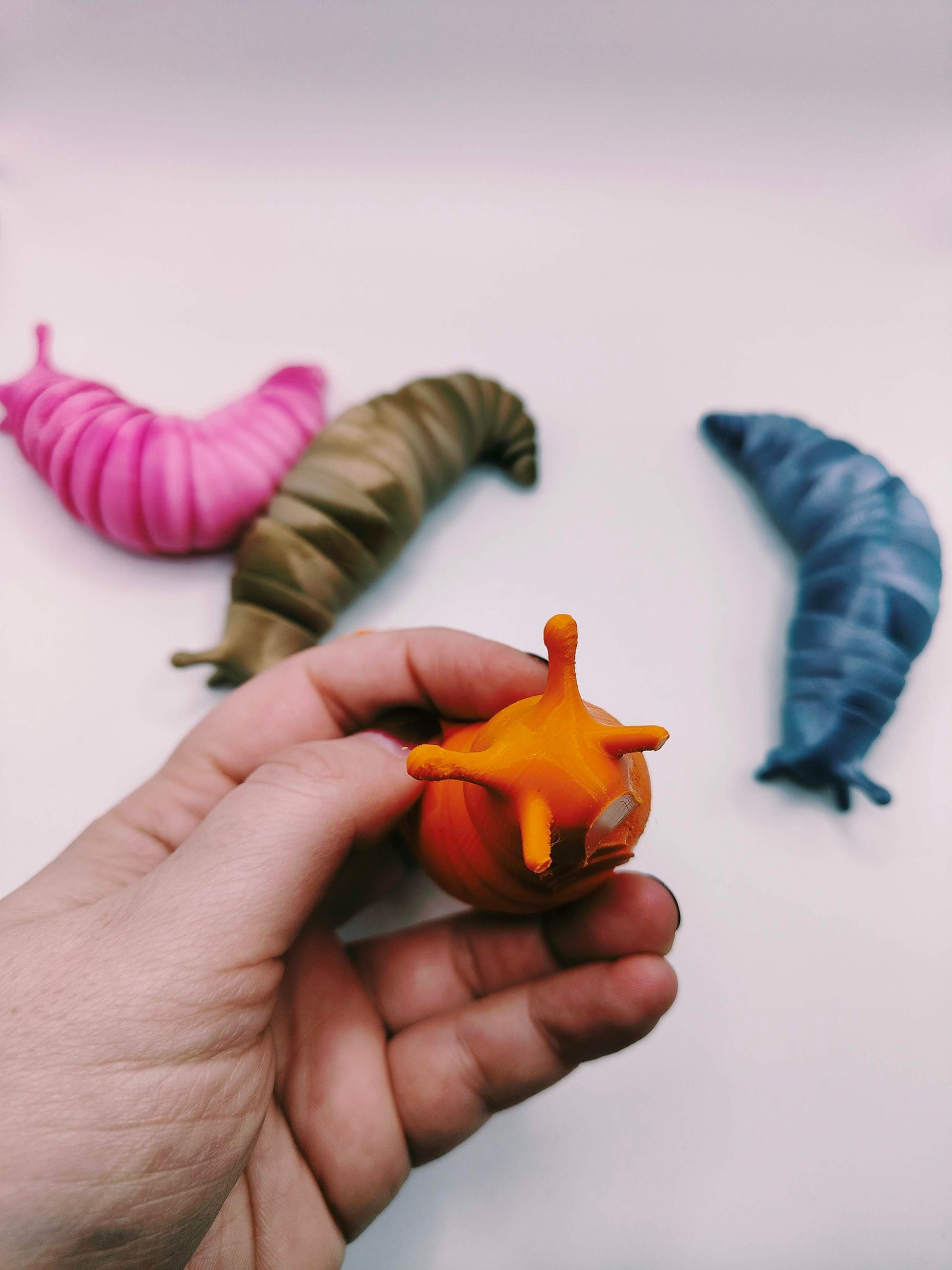 Slug Fidget Toy | 3D Printed Worm Fidget Desk Toy | Friendly Articulated Wiggly Slug