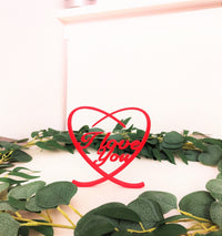 Elegant 'I Love You' Gift - Modern Red Abstract Word Sign for Living Room Decor, Perfect Table Decoration for Him or Her