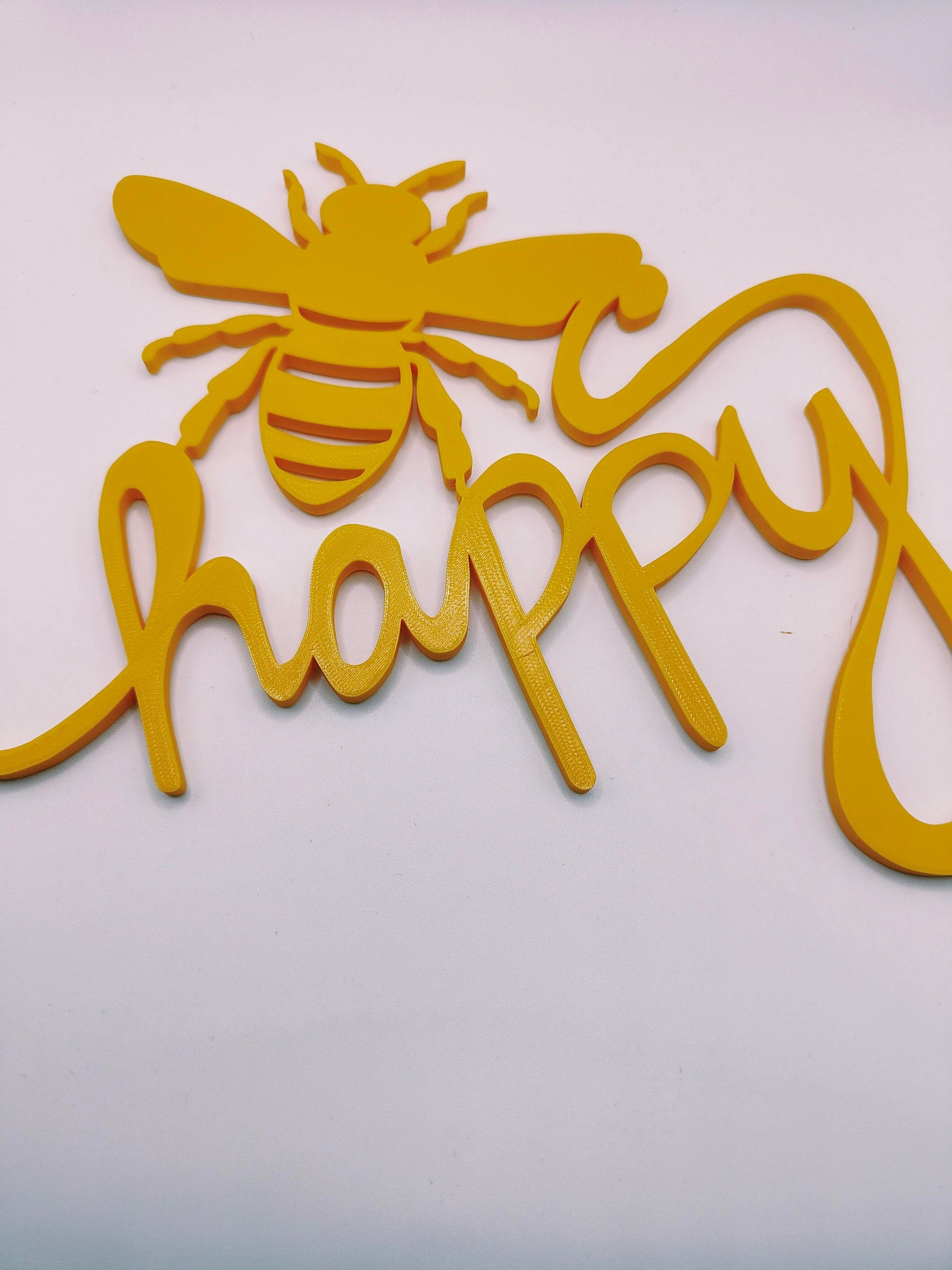 Bee happy wall art, nursery or kindergarten wall sign, living room decoration, sign home letters decor, 3D letter motivational quote, school