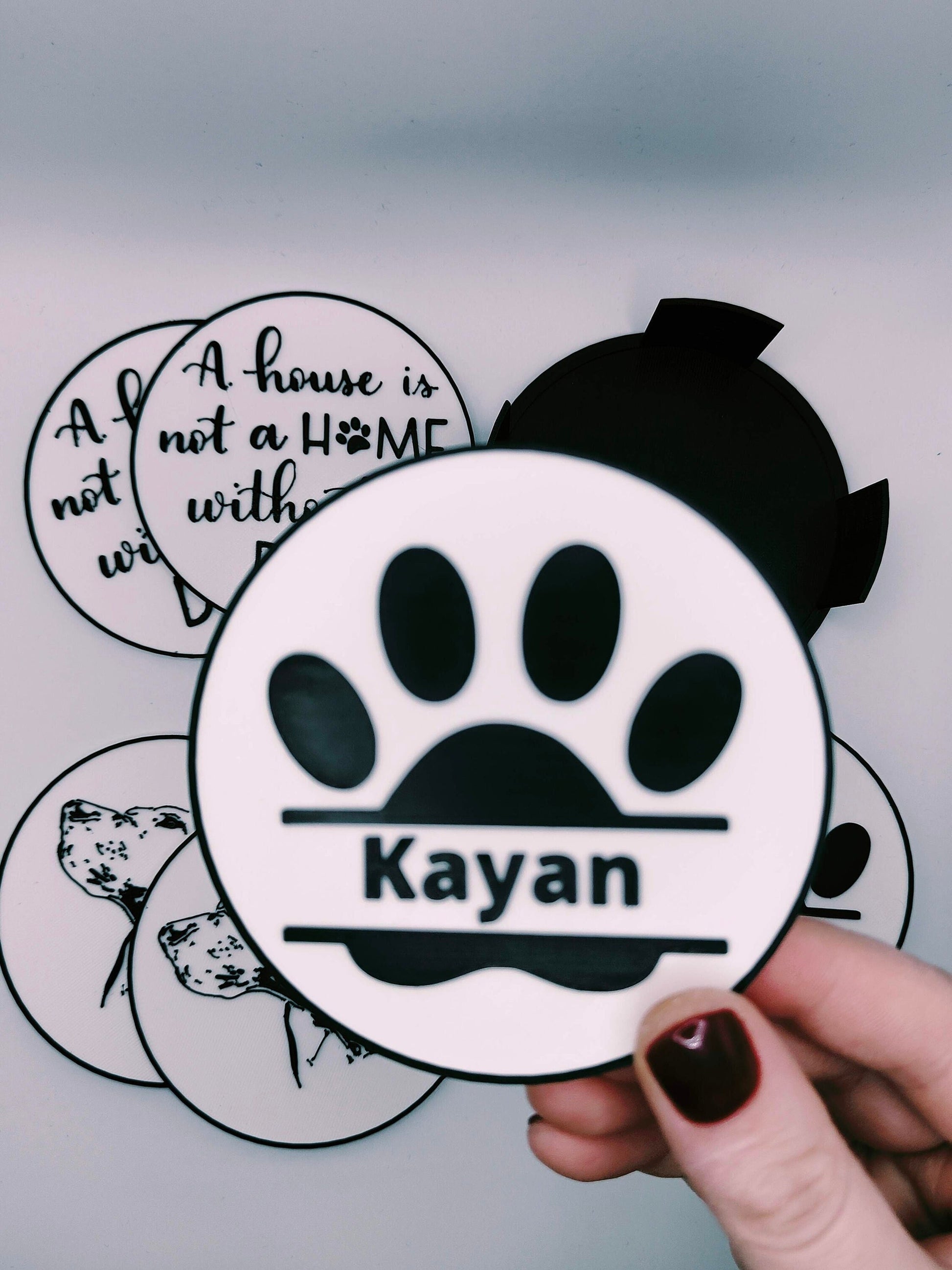 Coaster set dog lover with dog paw and name, dog photo and quote | perfect gift for dog owner |