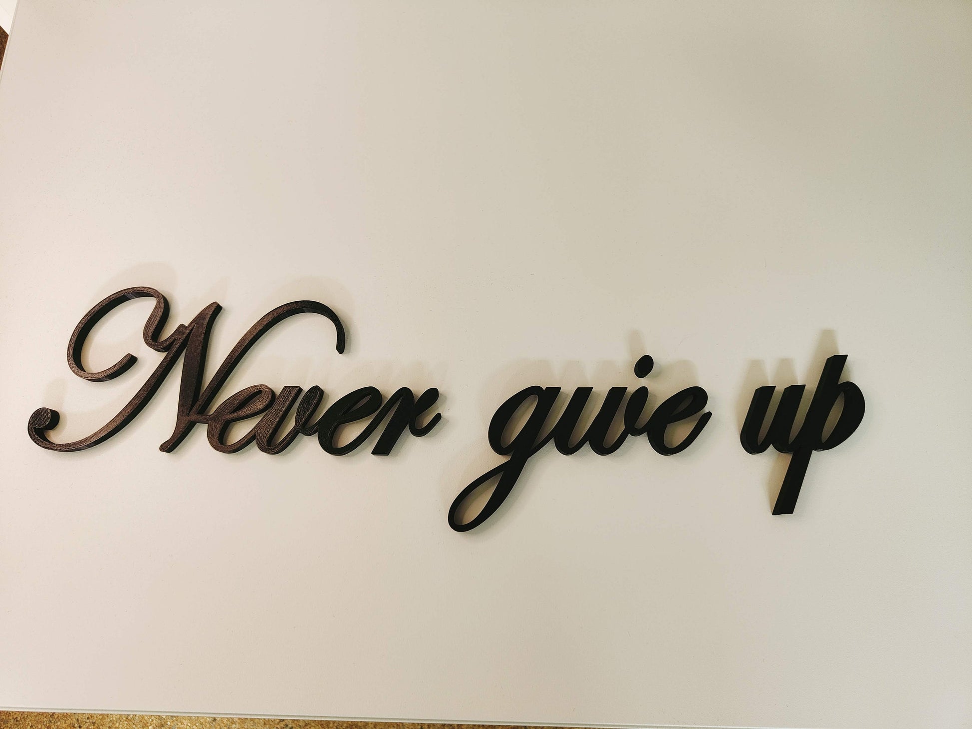 Never give up sign, wall plastic sign, motivational quote sign, sign home decor, 3D printed