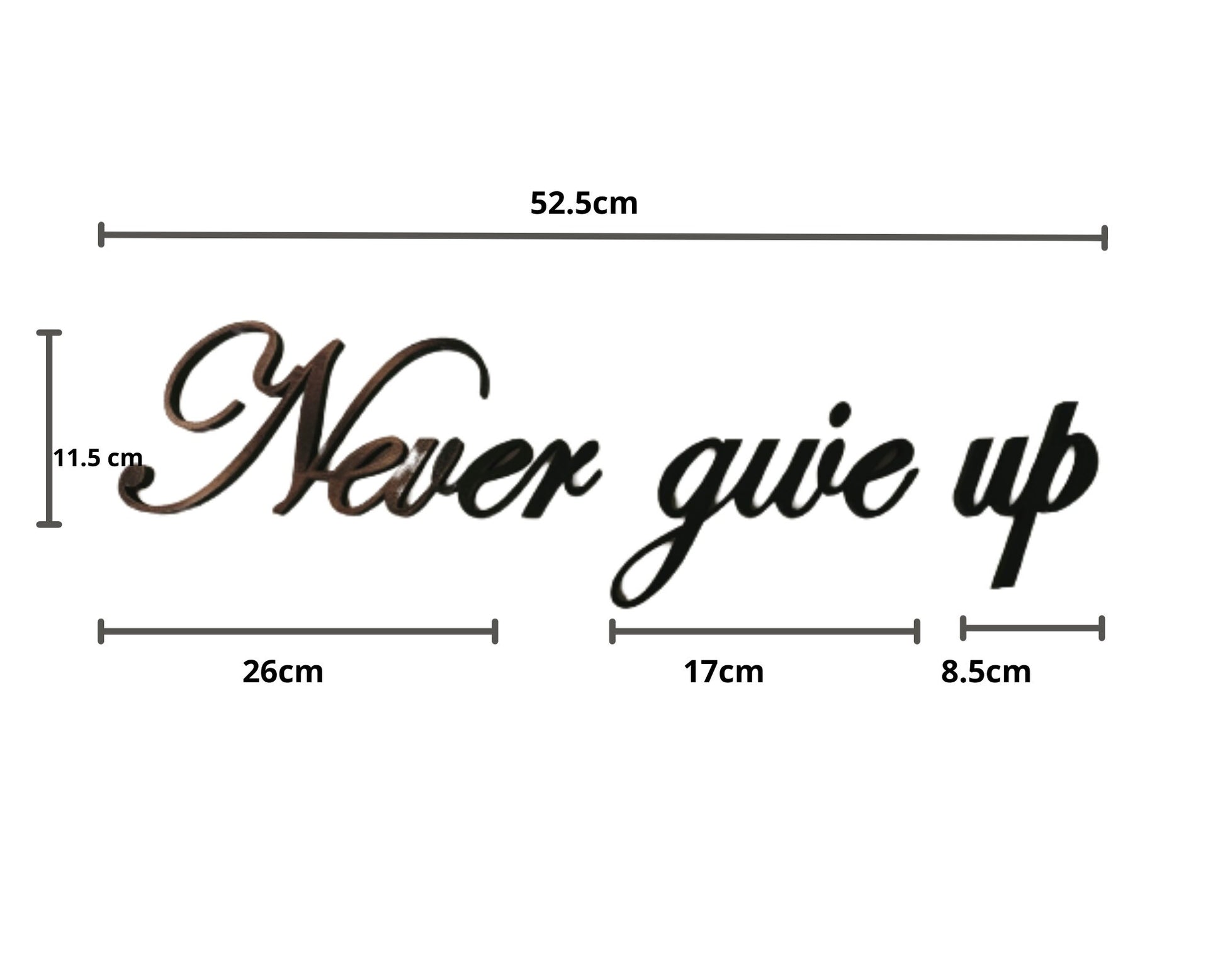 Never give up sign, wall plastic sign, motivational quote sign, sign home decor, 3D printed