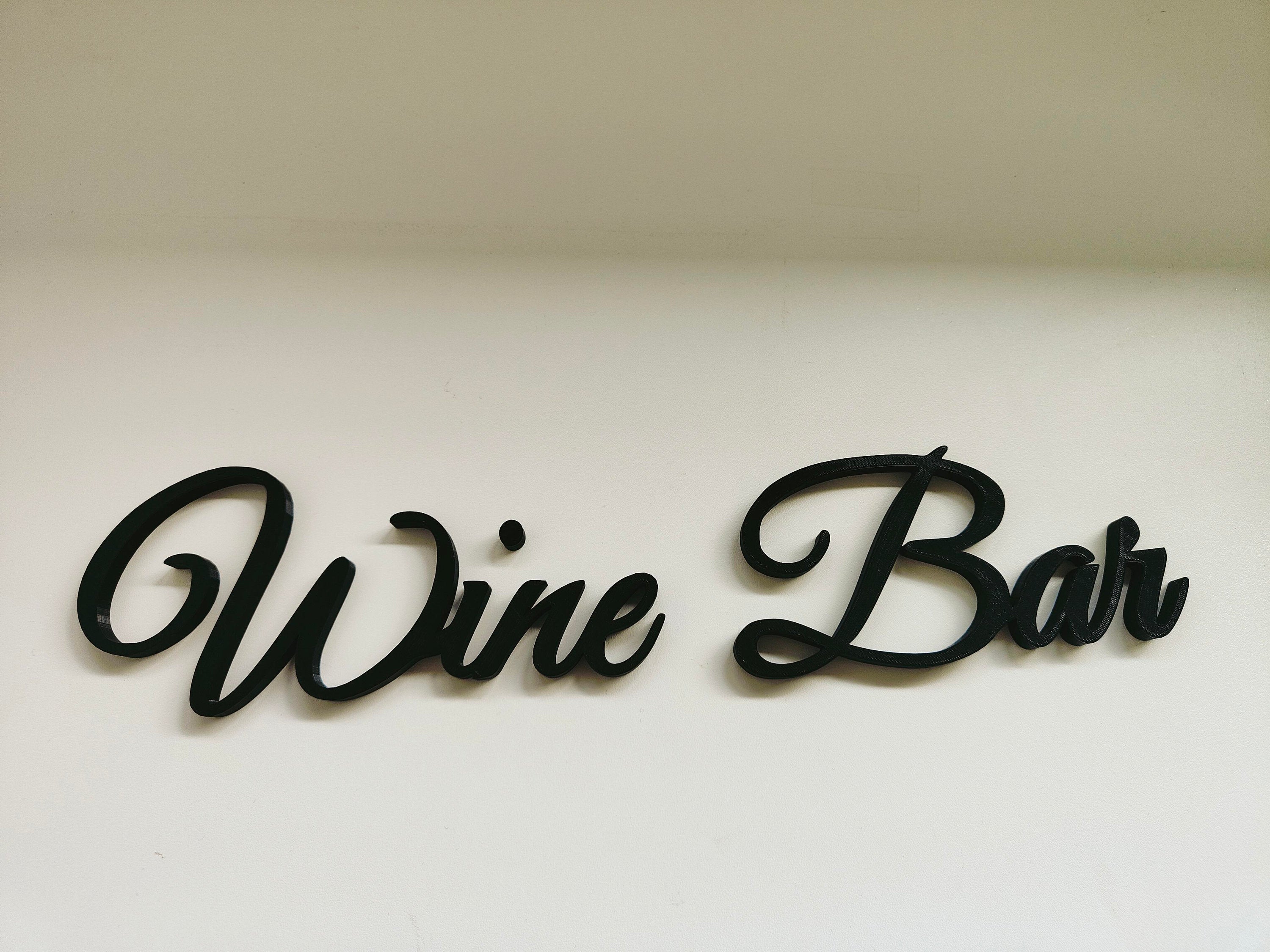 Wine bar sign, wall plastic sign, kitchen bar sign, sign home decor, 3D printed