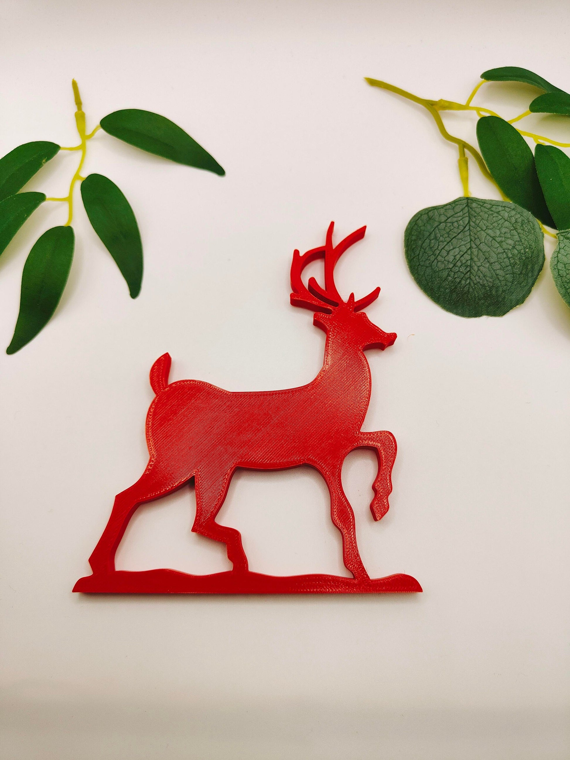 Santa Sleigh & Reindeer Christmas Decoration, 3DPrinted Deer Xmas Home Decor, Wall, Door, Window, Fireplace Ornament