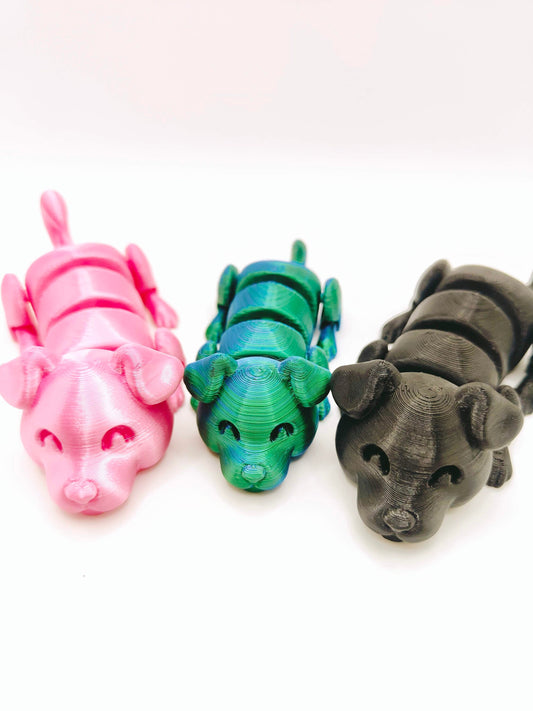 The Lazy Dog, Flexi Articulated Animal, Toy, Home Decor, Dog Ornament, Desk Pet, Unique Toy - 3D Printed - Fidget Toy