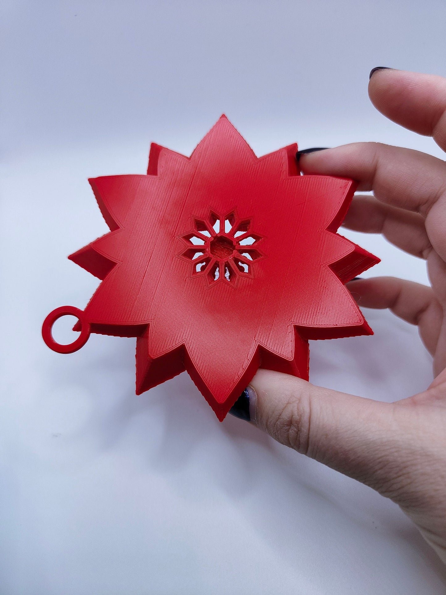 Red Poinsettia Christmas Ornament | Festive Floral Holiday Decor | Beautiful Winter Hanging Decoration for Christmas Tree