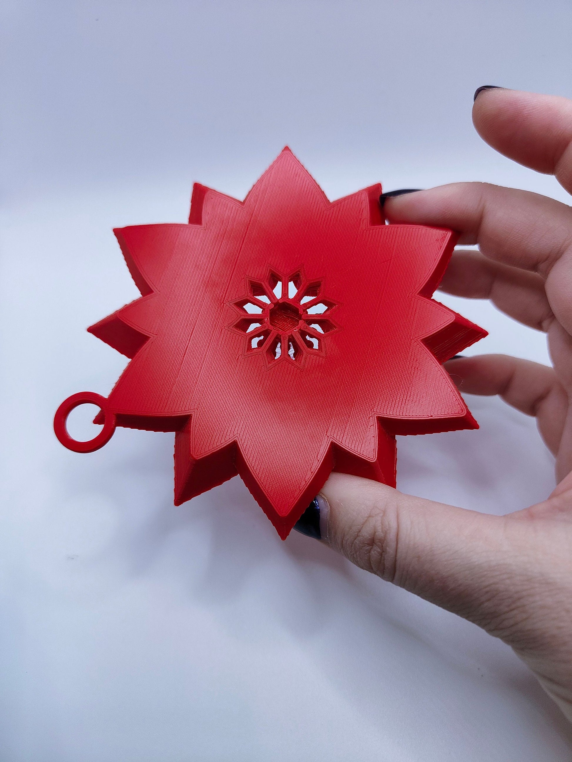Red Poinsettia Christmas Ornament | Festive Floral Holiday Decor | Beautiful Winter Hanging Decoration for Christmas Tree
