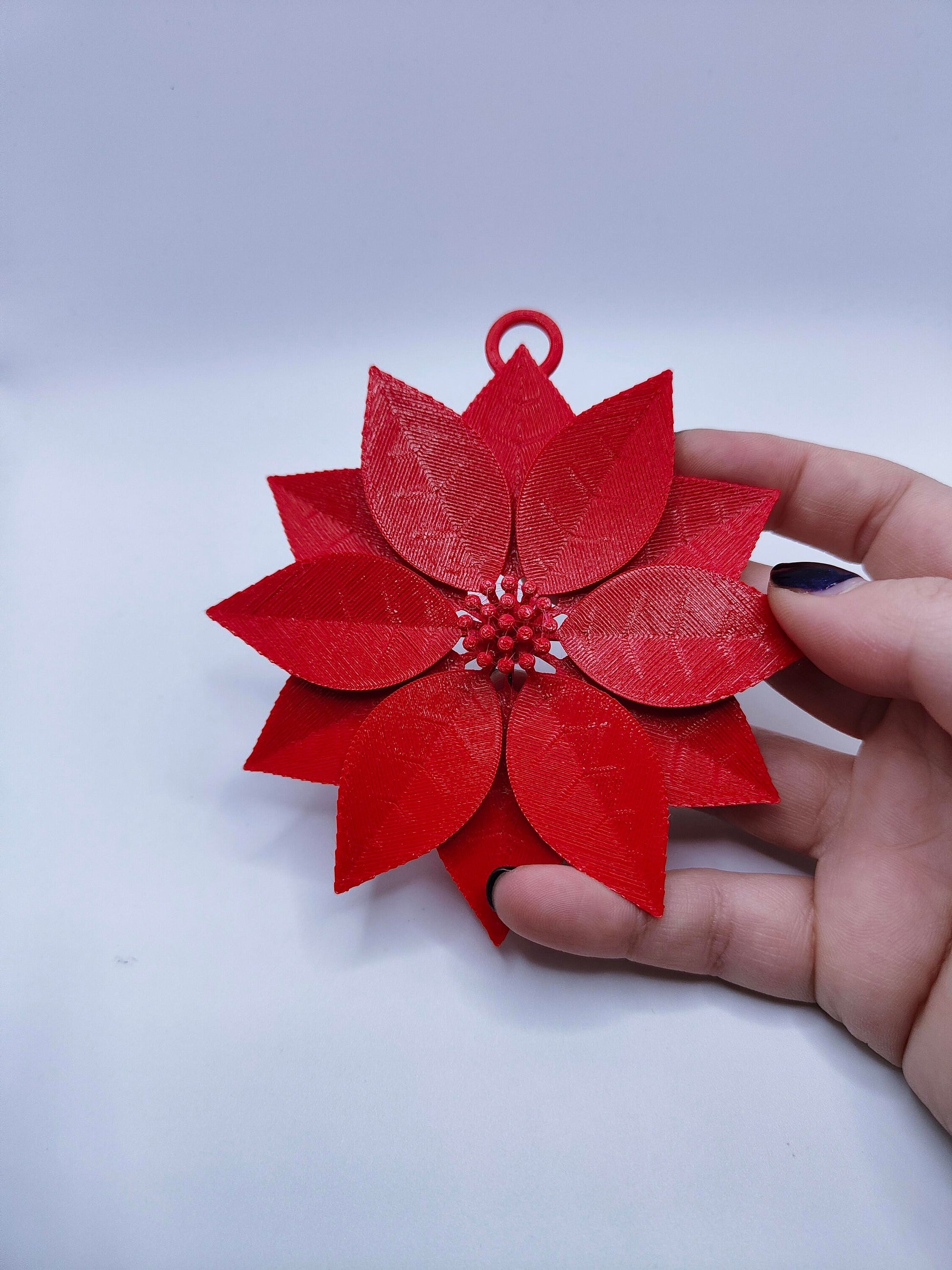 Red Poinsettia Christmas Ornament | Festive Floral Holiday Decor | Beautiful Winter Hanging Decoration for Christmas Tree