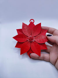 Red Poinsettia Christmas Ornament | Festive Floral Holiday Decor | Beautiful Winter Hanging Decoration for Christmas Tree