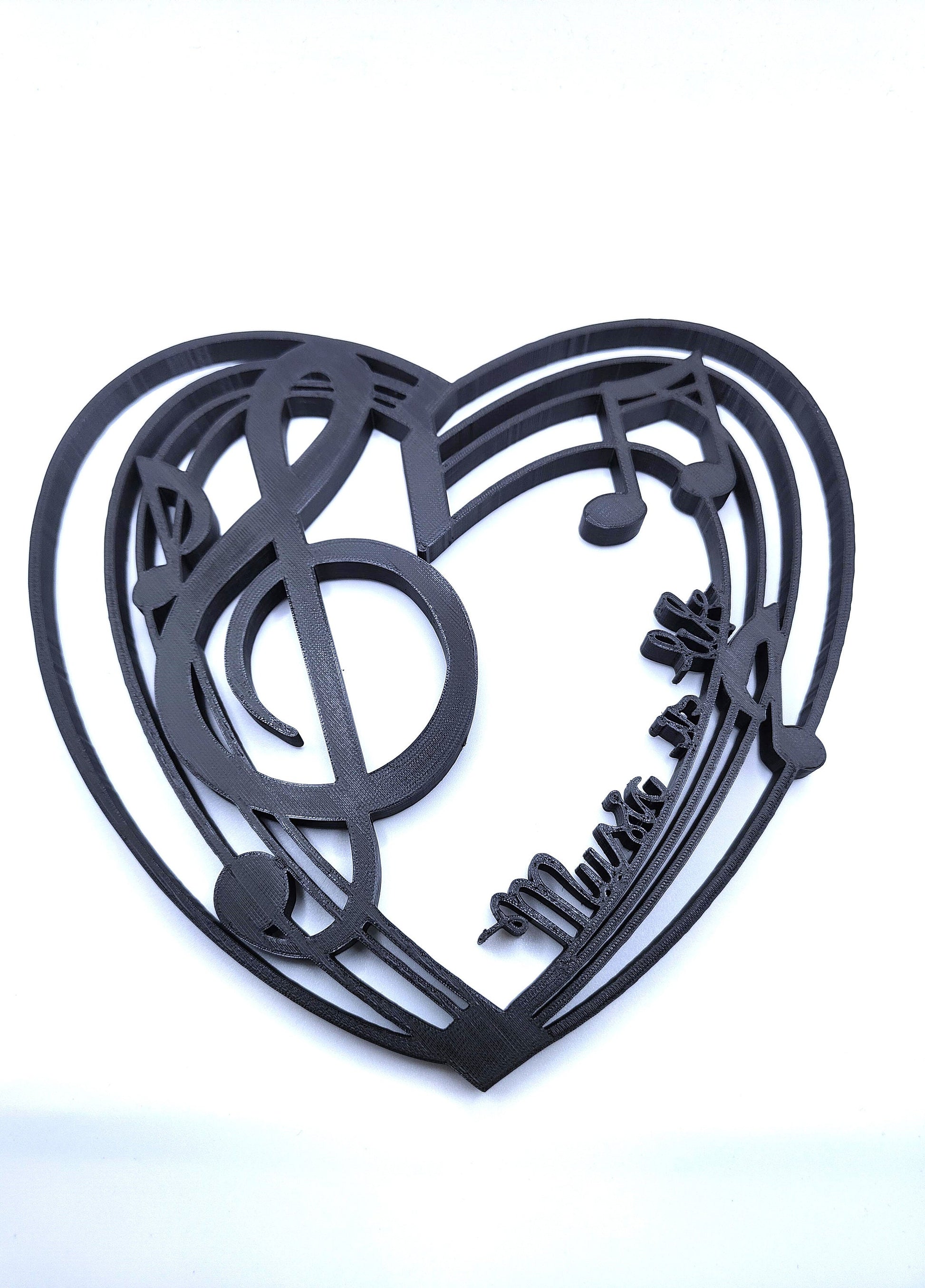 Music is life heart decoration 3D printed Music lover decor | Perfect gift for a music lover | Home design | Music love