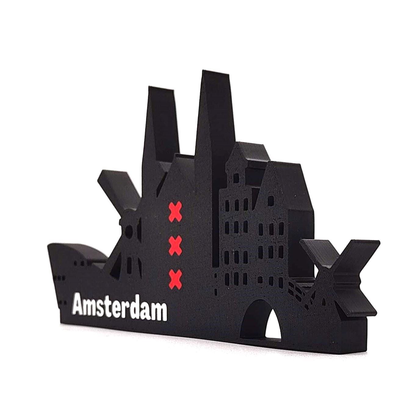 Amsterdam skyline shelf art, Decor, Souvenir, City Silhouette, collectable, Panoramic Skyline Art Print Capturing the City's Iconic Charm