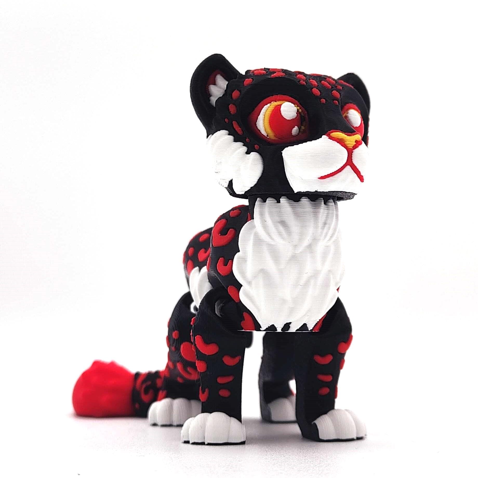 Articulated Leopard Figurine, Flexi Cheetah, Sculpture for Home Decor and Educational Play, Jungle Cat Toy for Adults, Collectables