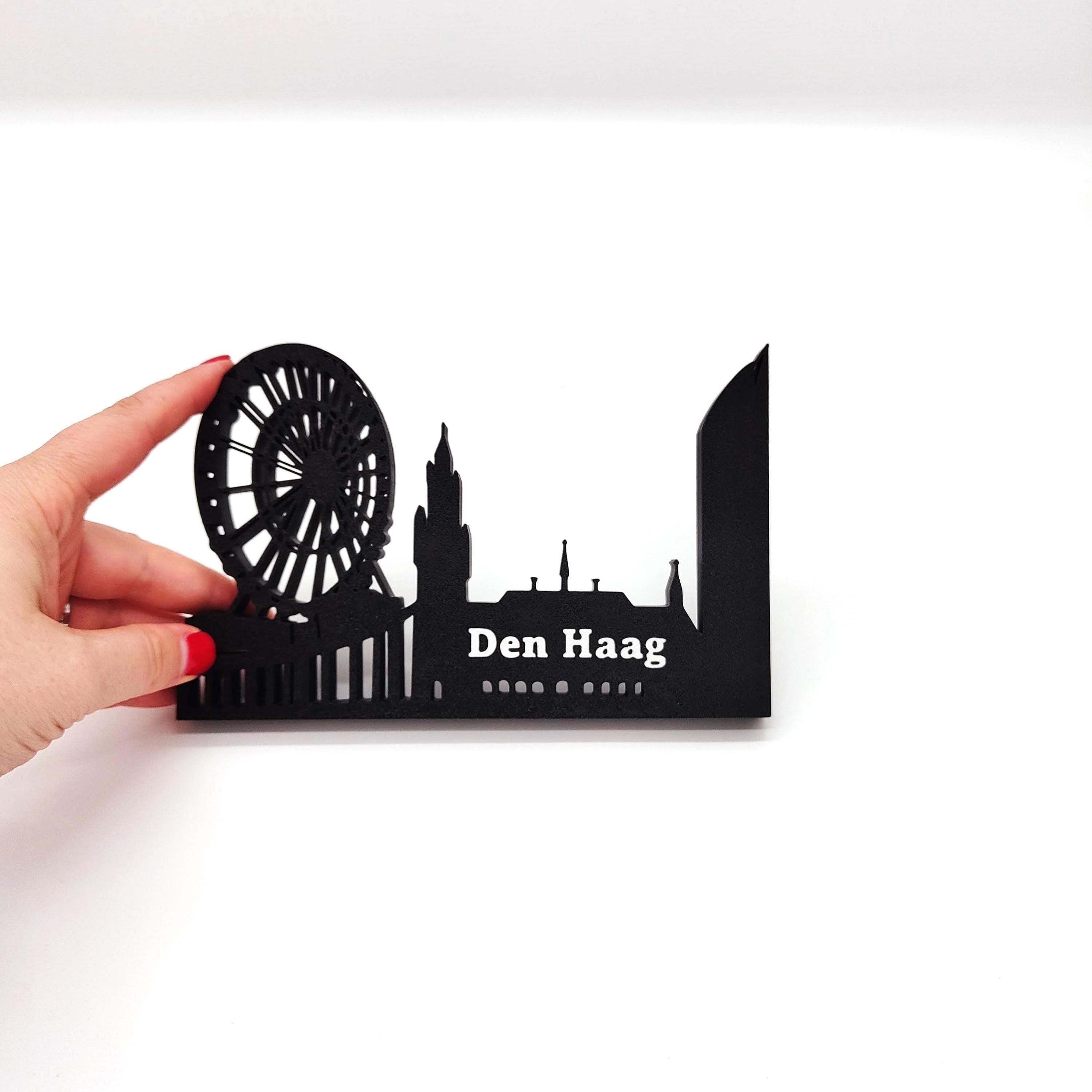 The Hague Skyline Art – Perfect Home & Bookshelf Decor | Den Haag Collectible, Netherlands Souvenir and Gift