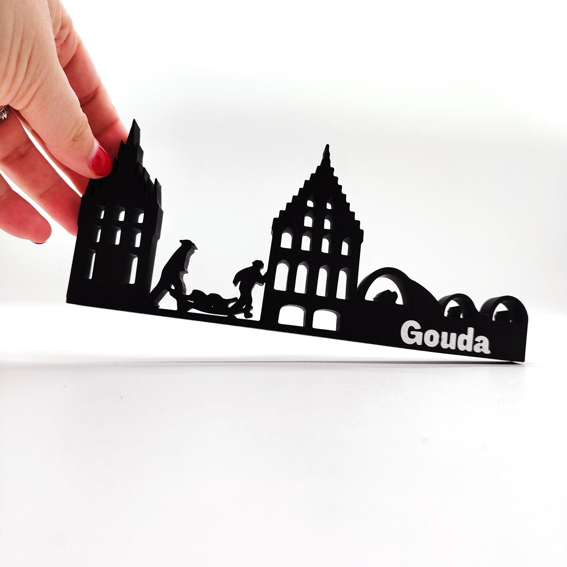 Charming Gouda Skyline Art – Unique Collectible for Home and Bookshelf Decor | Perfect Netherlands Souvenir