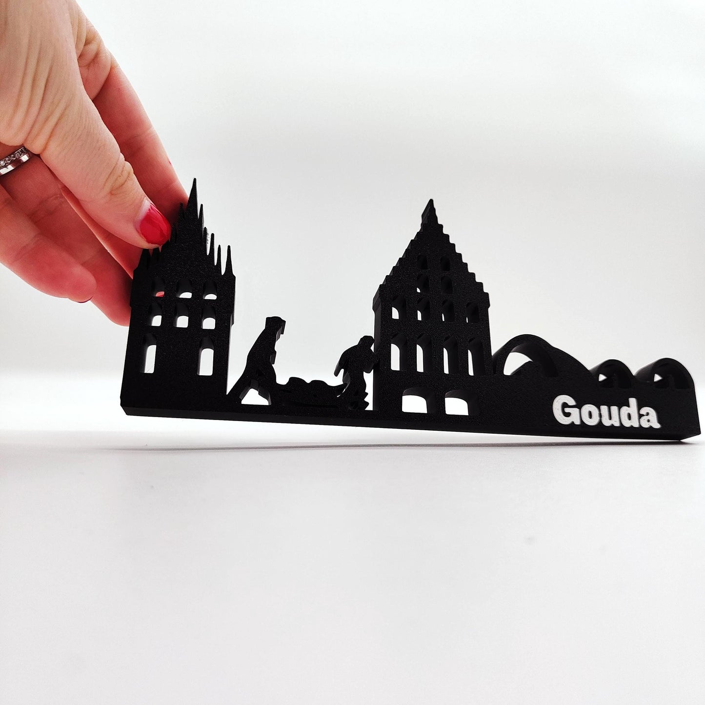 Charming Gouda Skyline Art – Unique Collectible for Home and Bookshelf Decor | Perfect Netherlands Souvenir