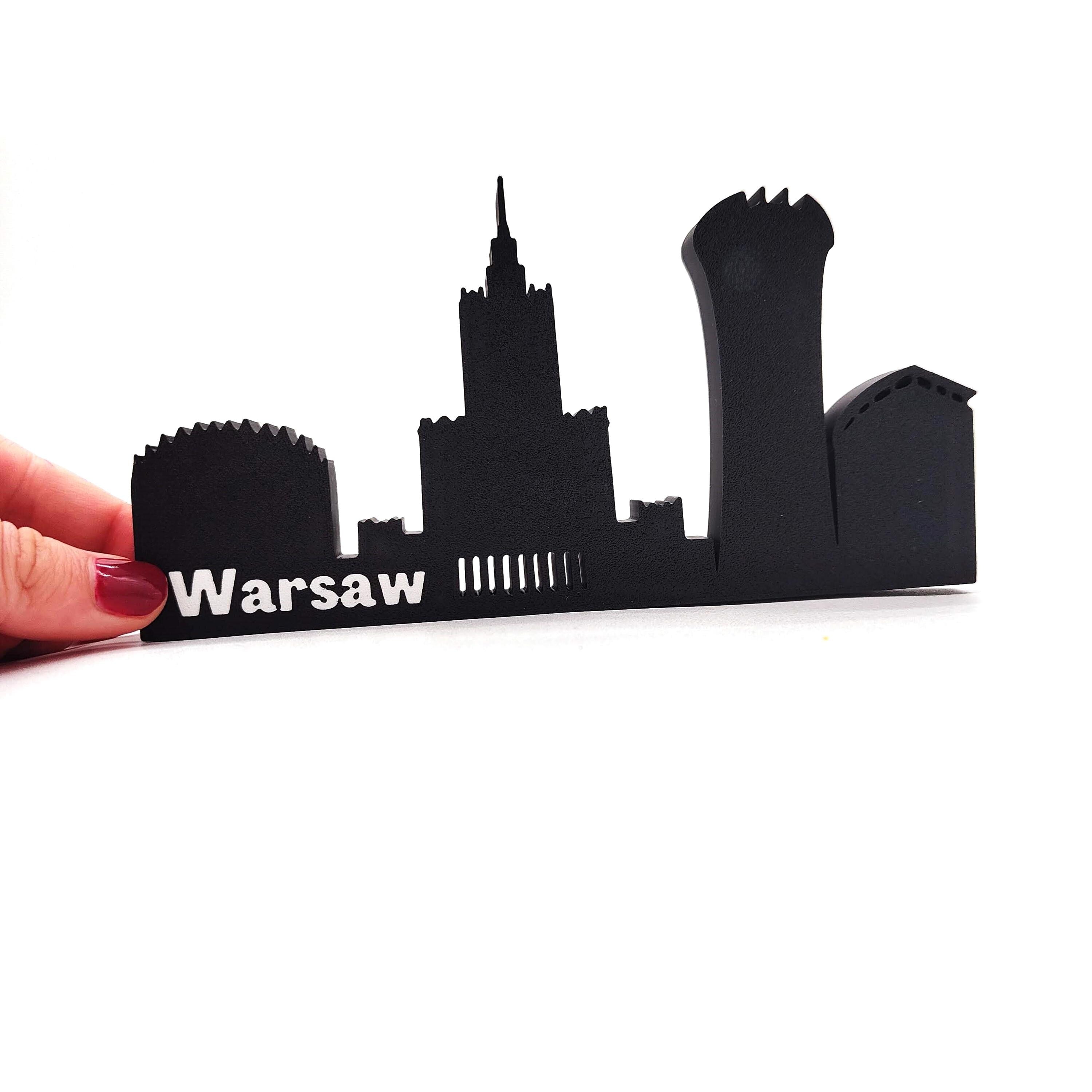 Elegant Warsaw Skyline Souvenir: A Captivating Piece of Polish Heritage, Perfect for Elevating Your Home or Bookshelf Décor
