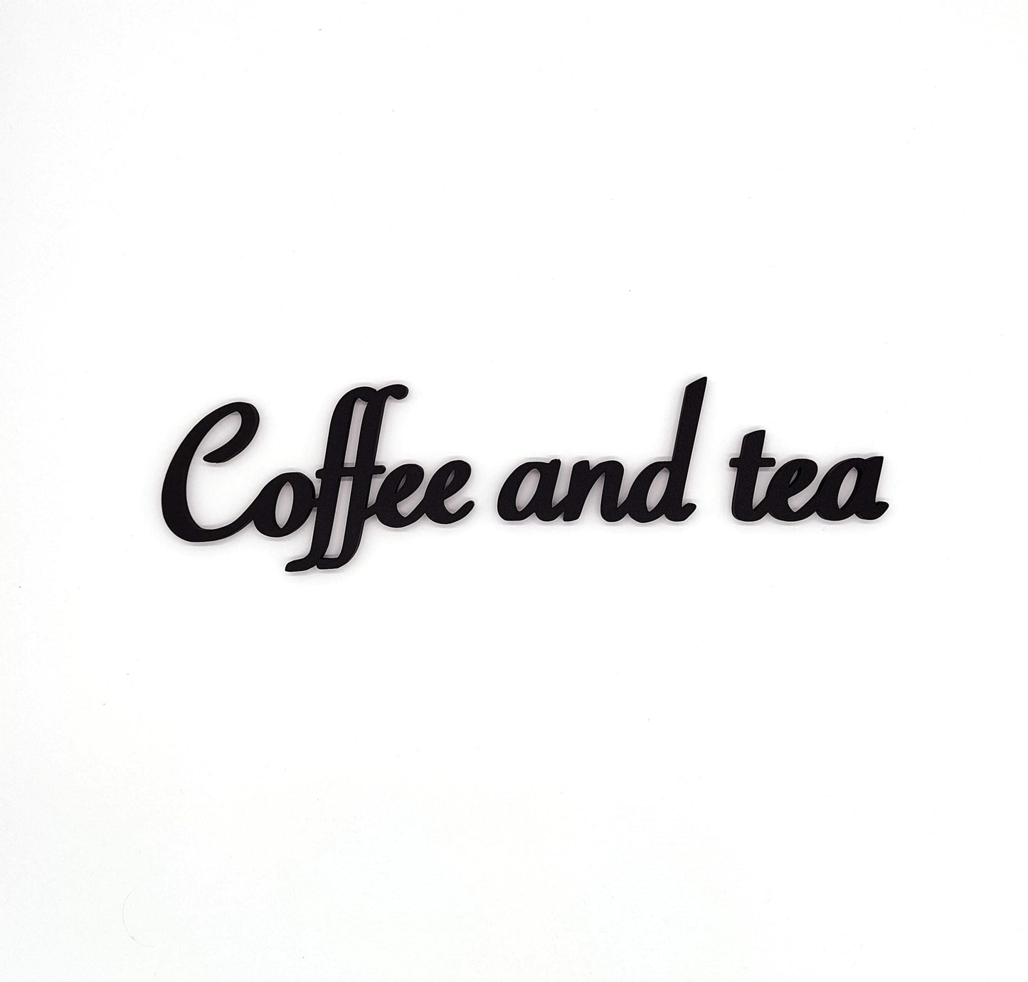 Chic Coffee and Tea Wall Sign - Stylish Black Script Sign for Kitchen, Café, or Coffee Bar Decor - Modern Home and Office Wall Art Accent