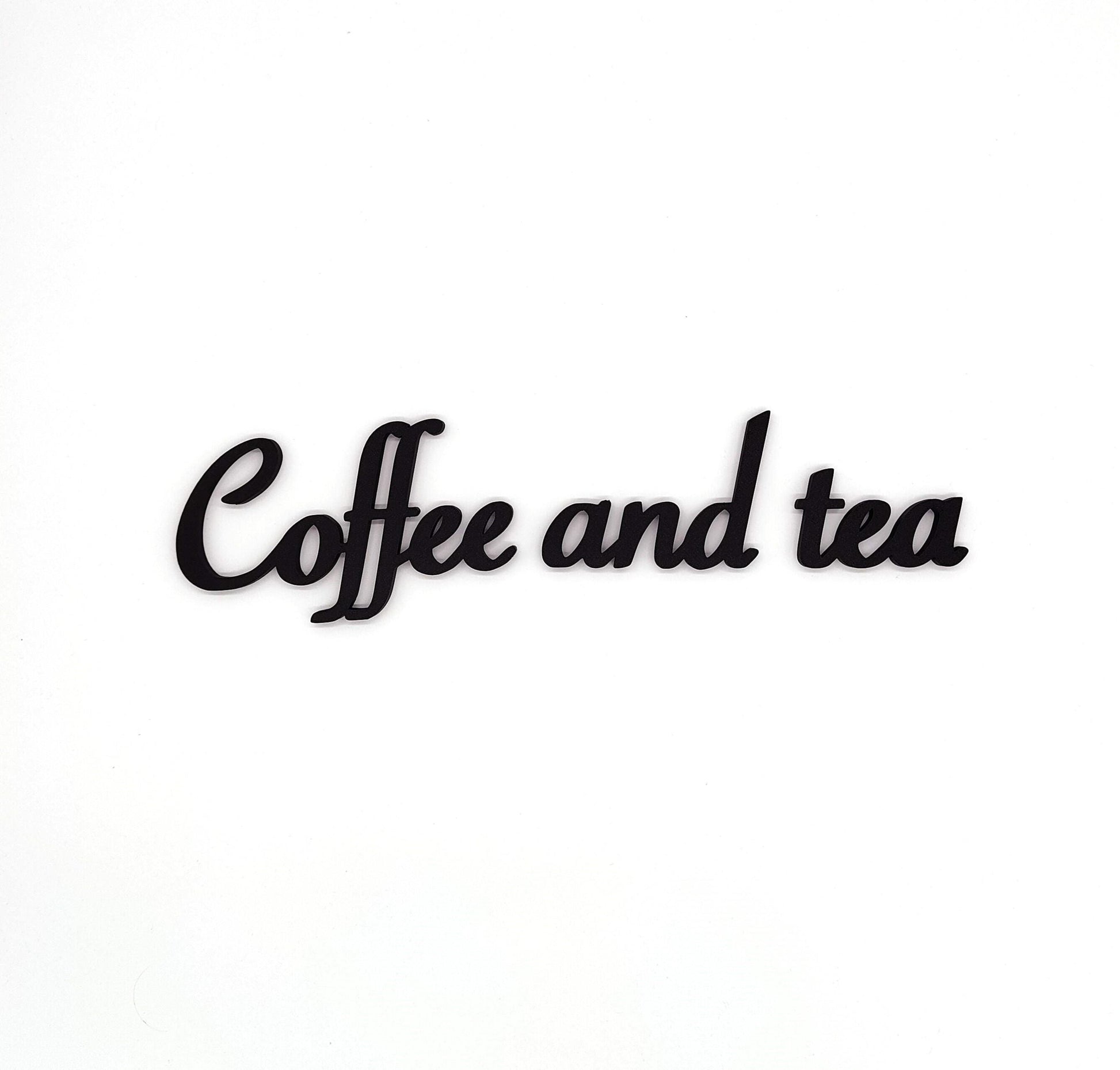 Chic Coffee and Tea Wall Sign - Stylish Black Script Sign for Kitchen, Café, or Coffee Bar Decor - Modern Home and Office Wall Art Accent