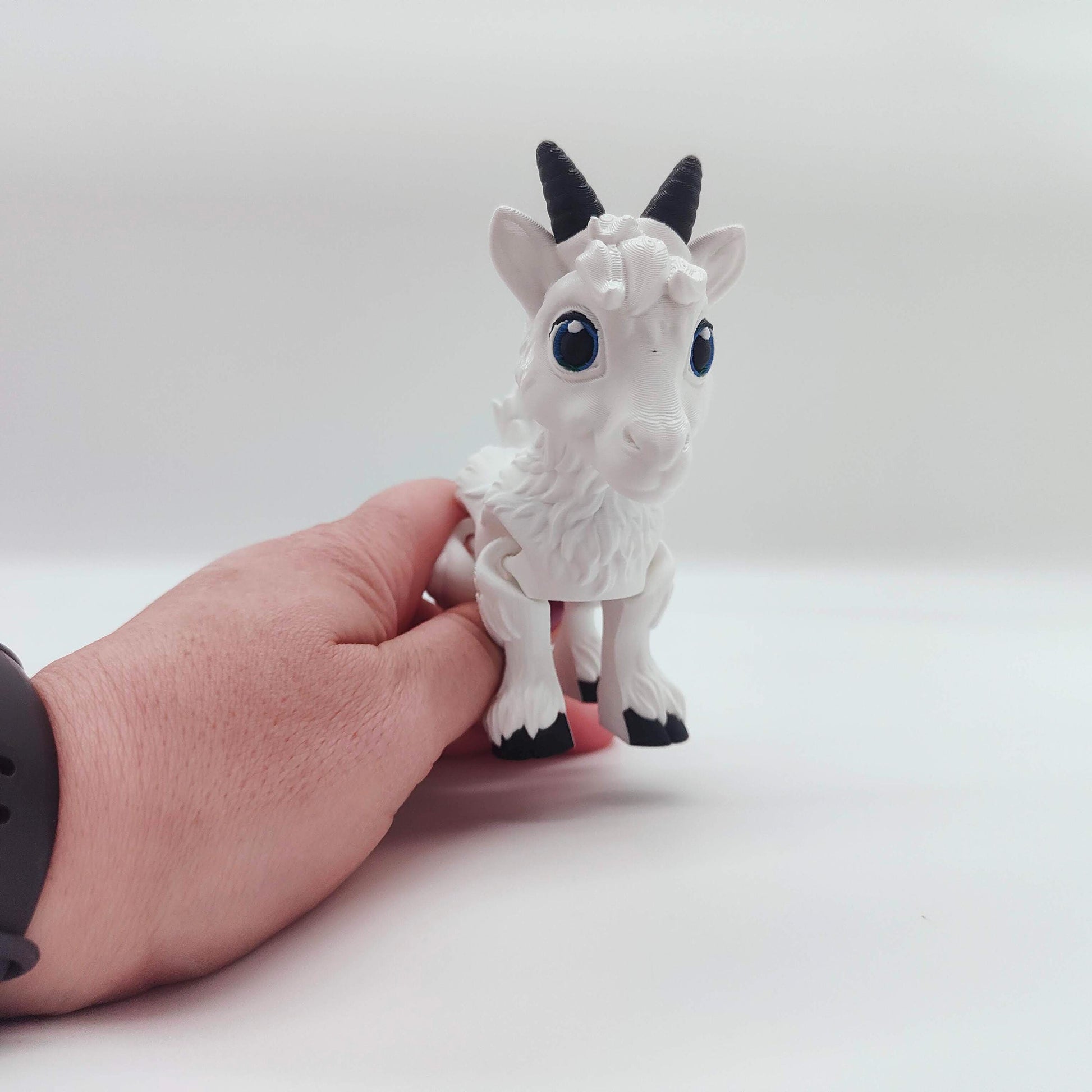White Baby Goat Figurine with Movable Legs and Head - Cute Collectible Toy - Perfect for Animal Lovers and Kids