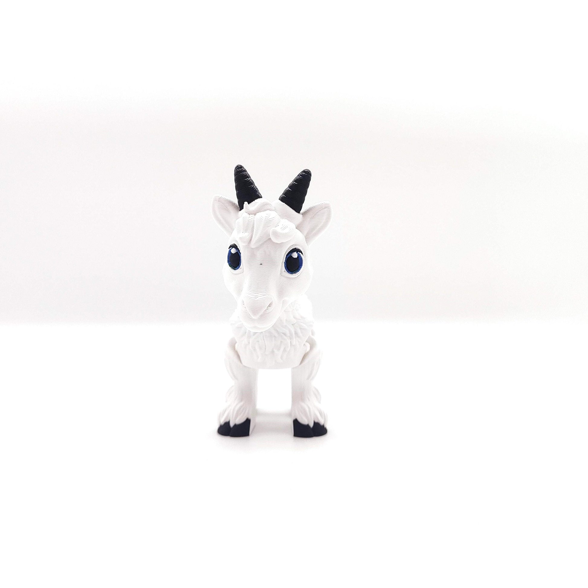 White Baby Goat Figurine with Movable Legs and Head - Cute Collectible Toy - Perfect for Animal Lovers and Kids