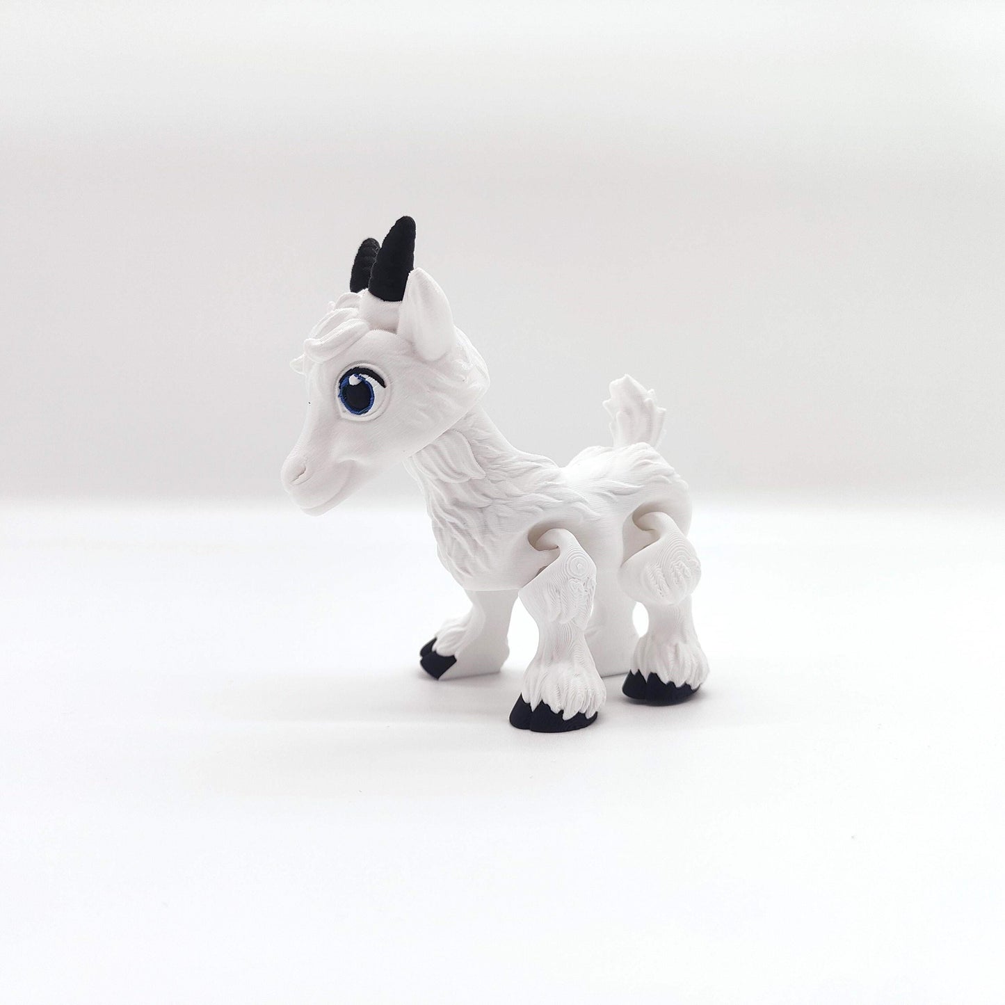 White Baby Goat Figurine with Movable Legs and Head - Cute Collectible Toy - Perfect for Animal Lovers and Kids