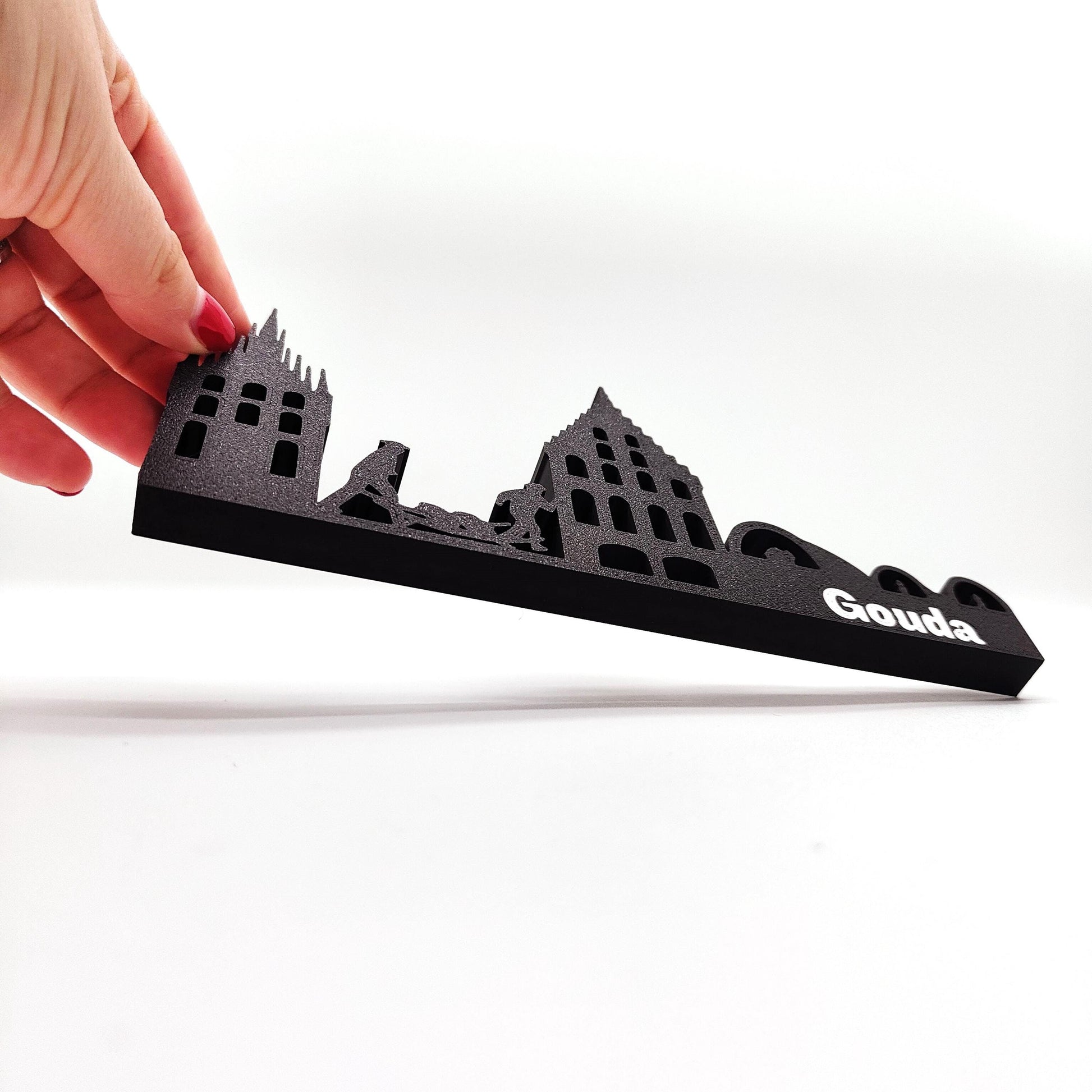 Charming Gouda Skyline Art – Unique Collectible for Home and Bookshelf Decor | Perfect Netherlands Souvenir