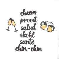 Bring Global Cheers to Your Space: Elegant Multilingual Wall Sign Featuring Toasts from Around the World,
