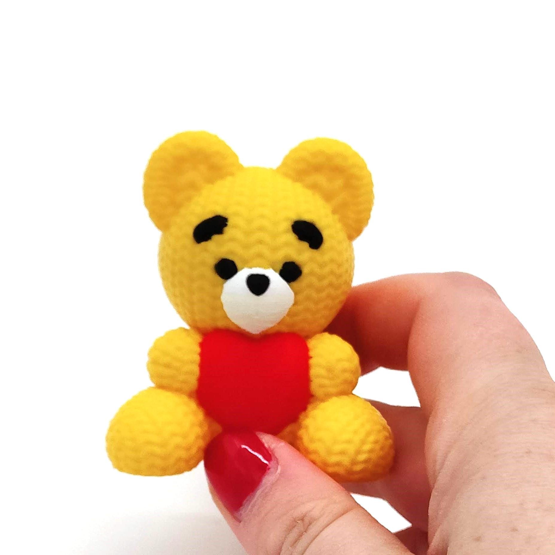 Crochet Teddy Bear Toy – Adorable Companion, Perfect for Gifting, Nursery Decor, printed Teddy, Table Decoration, Love Bear