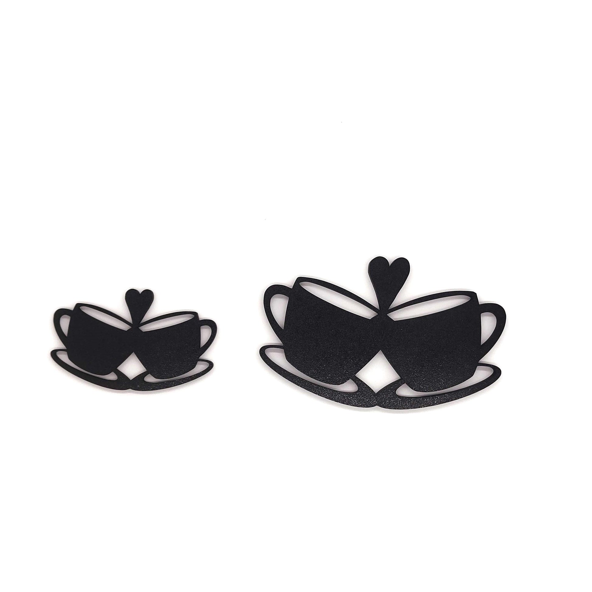 Double Heart Coffee Cup Wall Sign – Perfect for Couples & Coffee Lovers, Kitchens, and Coffee Enthusiasts, Stands on itself too