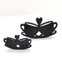 Double Heart Coffee Cup Wall Sign – Perfect for Couples & Coffee Lovers, Kitchens, and Coffee Enthusiasts, Stands on itself too