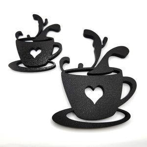 Splashing Coffee Cup with Heart Cutout Wall Sign - Perfect for Couples & Coffee Lovers, Kitchens, and Coffee Enthusiasts