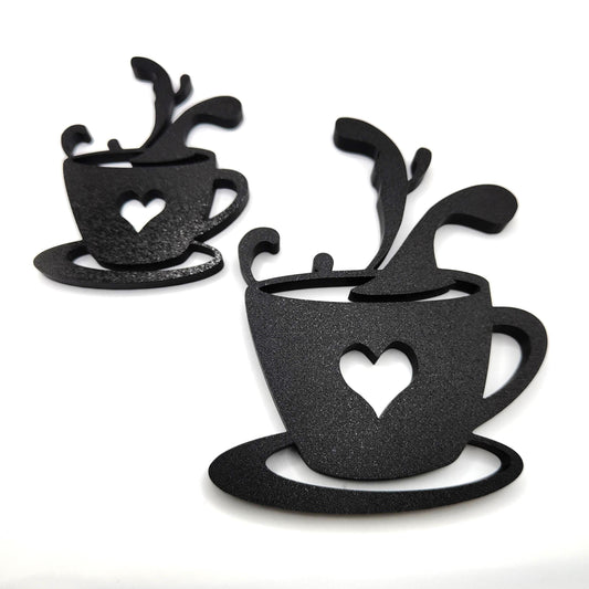 Splashing Coffee Cup with Heart Cutout Wall Sign - Perfect for Couples & Coffee Lovers, Kitchens, and Coffee Enthusiasts