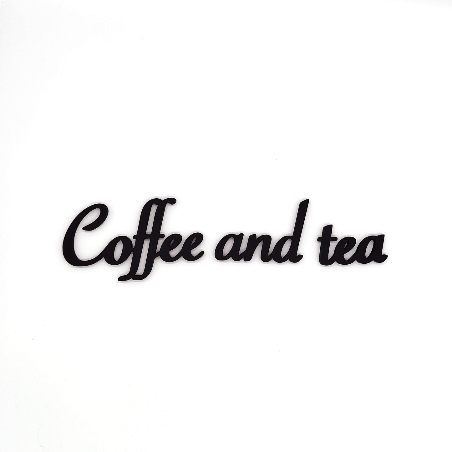Chic Coffee and Tea Wall Sign - Stylish Black Script Sign for Kitchen, Café, or Coffee Bar Decor - Modern Home and Office Wall Art Accent