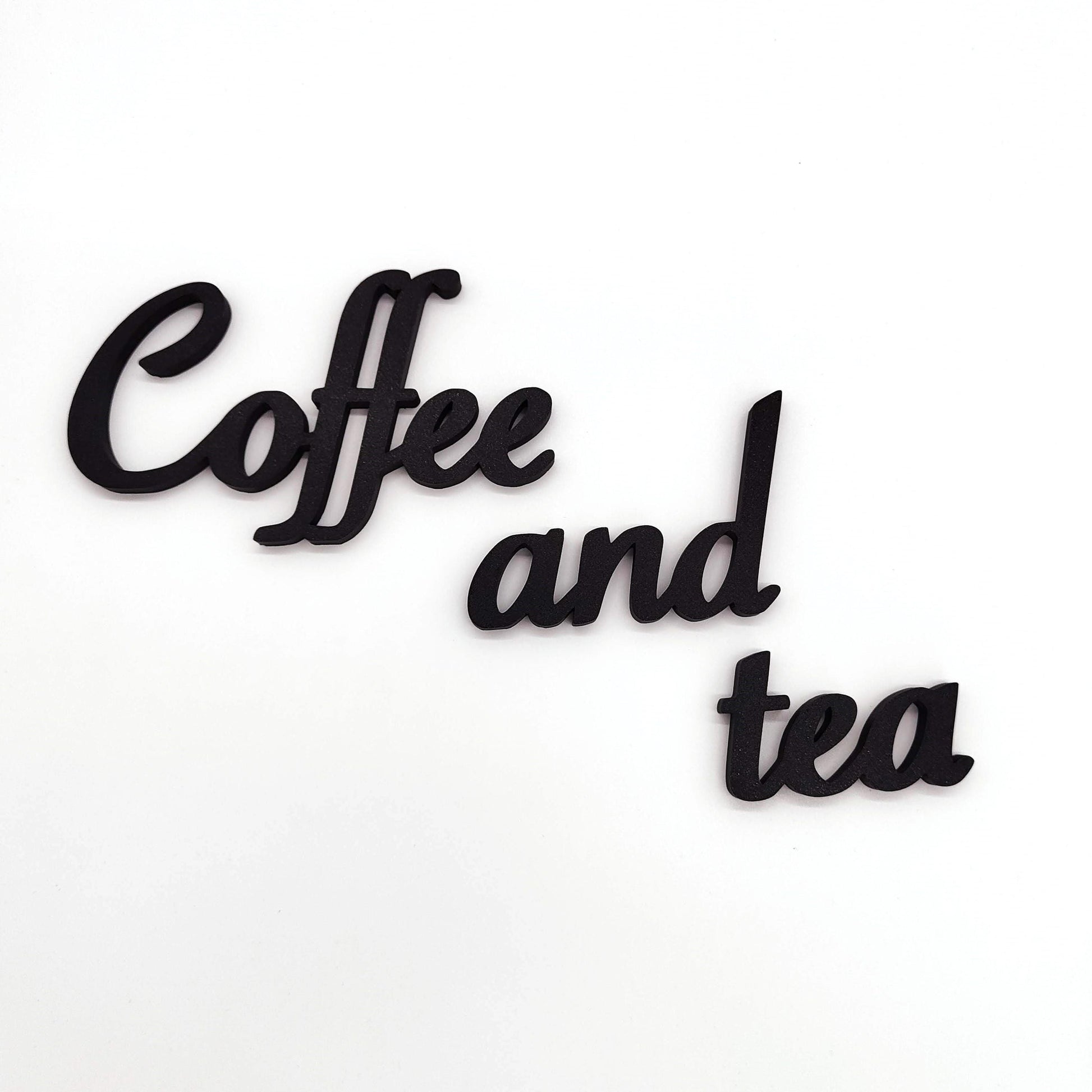 Chic Coffee and Tea Wall Sign - Stylish Black Script Sign for Kitchen, Café, or Coffee Bar Decor - Modern Home and Office Wall Art Accent