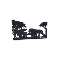 South Africa Big Five Safari Silhouette - African Wildlife Art Decoration Featuring Elephant, Rhino, Lion, and Acacia Trees